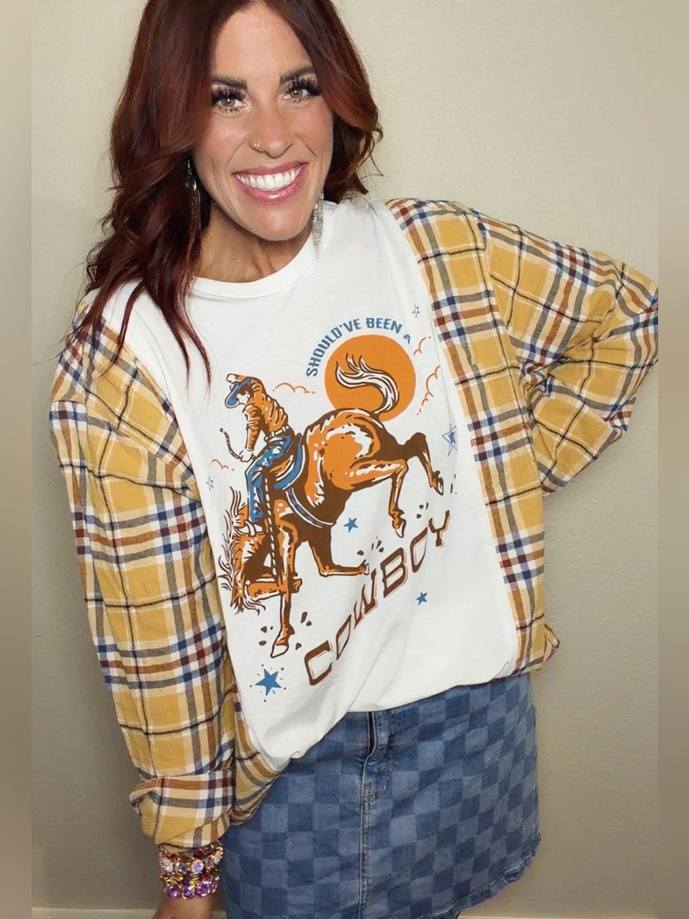 Upcycled Flannel Graphic Tee